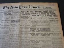 1919 FEBRUARY 5 NEW YORK TIMES - DOMINANCE OF GREAT POWERS FEARED - NT 6197 picture
