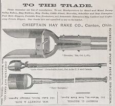 1888 AD.(XH6)~CHIEFTAIN HAY RAKE CO. CANTON, OHIO. KOHLER’S POST HOLE DIGGERS picture