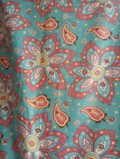 Vintage 30s 40s FABRIC 35.5 Wide Floral Paisley Quilting Dressmaking Teal BTHY picture