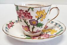 VTG Tuscan Yuan Tea Cup & Saucer Fine Bone China Made in England White/Pink/Gold picture