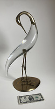 Rare Vintage Murano Glass Tall Crane Bird Brass Sculpture Italy (Large Version) picture