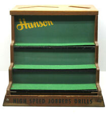 Mid Century Oak Hardware Store Shelf Display Hanson High Speed Jobbers Drills picture