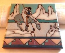 Earthtones Women Desert Horse Rider Ceramic Art Wall Tile 4