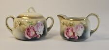 Antique R S Germany Creamer & Sugar Bowl Set Beautiful Condition Pink Roses picture