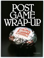 1985 Wendy's Old Fashioned Hamburgers Print Ad, Post Game Wrap-Up Foil Wrapper picture