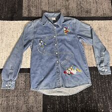 The DISNEY Store Denim Jean Shirt Mickey & Minnie Skating and Pluto & Goofy M picture