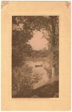 Antique Divided Back Postcard Embossed River Canoe Untitled picture