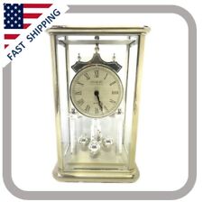 Vintage Danbury Clock Company Square Brass Quartz Torsion And Glass Mantle Clock picture