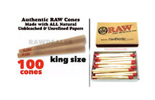 RAW Classic king size  Size pre rolled Cone(100PK)+raw wood matches picture