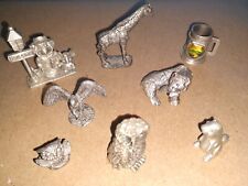 (8) Pewter Mini Figurines Lot Animals Spoontiques & Others 80s Vintage picture