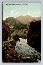 Devil's Gate UT-Utah, Roadway Through Devil's Gate, Antique, Vintage Postcard picture