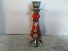 Vintage, Morocan,style Candle Holder,blood Orange, Resin,and Silver... picture