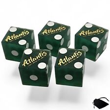 Lot of 5 Authentic Atlantis Reno Casino Dice Green Frosted Mixed Serial #s picture
