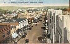 Pendleton Oregon Main Street Scene Birds Eye View Antique Vintage Postcard c1910 picture