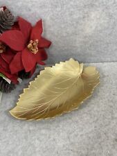 VINTAGE NEOCRAFT BY EVERLAST ALUMINUM LEAF GOLD TONE DISH TRAY picture