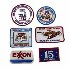 Vintage Exxon Embroidered Uniform Jacket Work Safety Patches Lot Of 6 picture