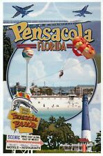 Pensacola Florida Montage Blue Angels Lighthouse Water Tower etc Modern Postcard picture