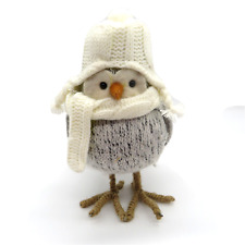 2015 Target Wondershop Fabric Bird Gray Tweed Body White Scarf Earflap Hat No Ta picture