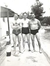 reserved***Handsome Men Shirtless Affectionate Buddies Swimsuit Bulges 1940's picture