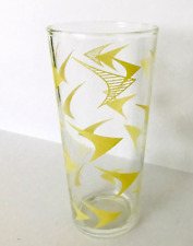Vintage Yellow Boomerang MCM Atomic Glass Tumbler Abstract Mid Century Mod USA picture