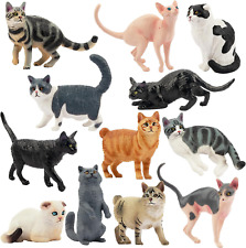 12PCS Cat Figurines, Plastic Cat Figures Realistic Kitten Toys, Cat Cake Topp... picture