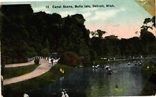 Vintage Postcard- 13. Canal Scene, Belle Isle, Detroit, MI. Cancellation 1916 picture