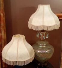 2 Vintage Victorian Cream Floral Designer Fringe Tassles Light Lamp Shades picture