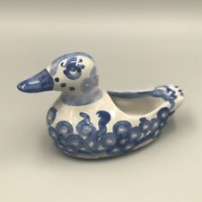 Vintage Signed M.A. Hadley Pottery Duck Blue Ashtray Planter 6