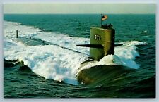 USS Narwhal Attack Submarine Groton New London CT Transportation VTG Postcard picture