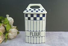 Vintage 8” Staffel Ceramic Blue Stenciled Flour Canister Made in Germany picture