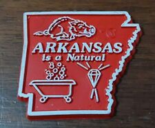 Vintage Arkansas is a Natural State Shaped Refridgerator Magnet Souveneir Red picture
