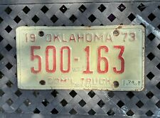 Good Solid VINTAGE 1973 Oklahoma Commercial Truck  License Plate picture