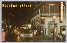 Postcard Bourbon Street at night New Orleans Louisiana, c1960s picture