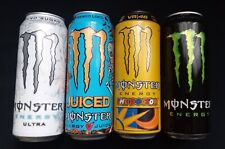 4 Empty Monster Energy Cans SERBIA EDT.   Serbian & Macedonian text 4 x 500 ml picture