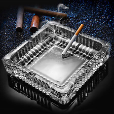 Ashtray Large Glass Ashtray Cigarette Cigar Clear Crystal Ash Trays Outdoor Glas picture