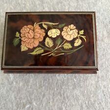 VTG  Sorrento, Italy Inlay Rose Wood Music Trinket Jewelry Box~Torna A Surriento picture
