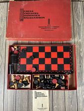 Vintage 1943 Milton Bradley Chess Checkers Dominoes Backgammon Game 4640 picture