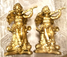 Set of 2 Gold Angels playing the violin statues Christian gift Religious decor picture
