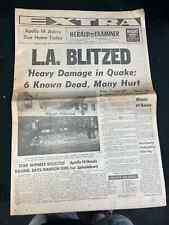 1971 LA BLITZED-QUAKE HEADLINE, FEB 9TH, LOS ANGELES HERALD-EXAMINER, 16 PAGES picture