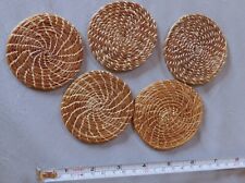 Vintage Native American basket coasters set 5 sweetgrass animal hair Penobscot picture