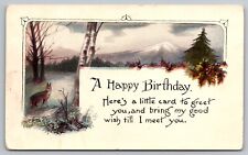 Postcard: A Happy Birthday, Landscape, Deer, Divided Back, Unposted picture
