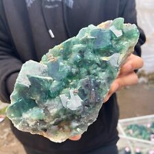 4.5lb Large NATURAL Green Cube FLUORITE Quartz Crystal Cluster Mineral Specimen picture