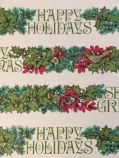 VTG MERRY CHRISTMAS WRAPPING PAPER GIFT WRAP SEASONS GREETINGS HAPPY HOLIDAYS picture