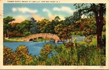 1941 Former Rustic Bridge Lake Lily Cape May New Jersey Vintage Postcard picture