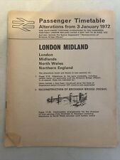 BRITISH RAIL ALTERATIONS PASSENGER SERVICES LONDON MIDLAND. 3RD JANUARY 1972. picture
