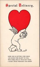 1910s VALENTINE'S DAY Postcard CUPID Carrying Heart 