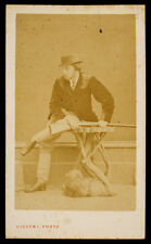 Royalty 1860s cdv DUKE OF EDINBURGH Prince Alfred (1844-1900) with RIFLE & DOG picture