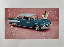 Original 1957 Postcard Chevrolet Bel-Air 2-Door Sedan in Larkspur/Harbor Blue picture