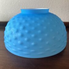 Vintage Antique 14” Blue White Cased Hobnail Glass Hanging Lamp Chandelier Shade picture