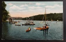 Postcard Corner Of Lake Sunapee Harbor New Hampshire Canoe Sailboat  picture